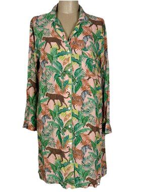 World Market Pajama Sleep Shirt Nightgown Safari Leopard Size Small Medium